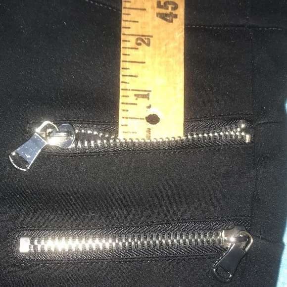 ZARA BASIC COLLECTION Black Moto Zipper details pull on skinny size M - Picture 10 of 12